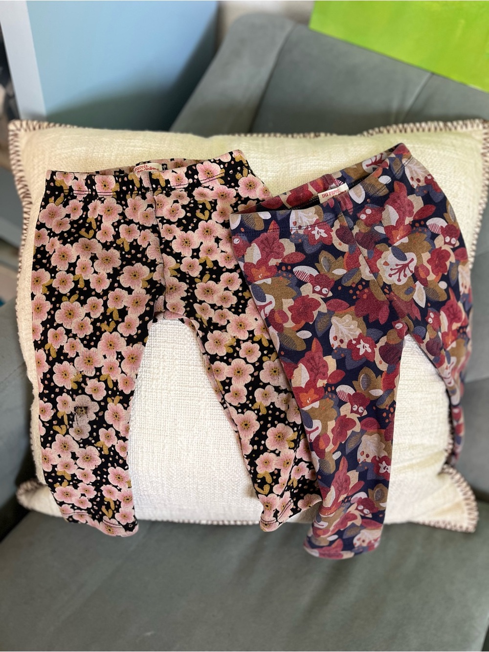 Du Pareil Au Même (DPAM) Floral Baby Leggings - Navy & Multicolor